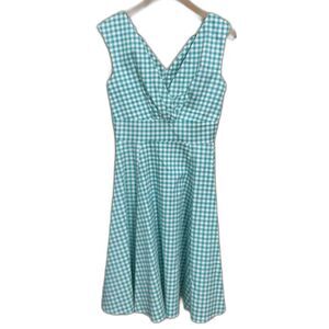 Collectif London V-neck tank fit & flare dress gingham size S retro 1950's